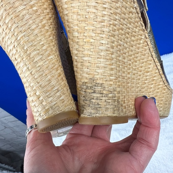 |•BØRN•| Metallic Gold & Bronze Espadrille Wedge Platform Sandals Size 8 - Picture 11 of 16